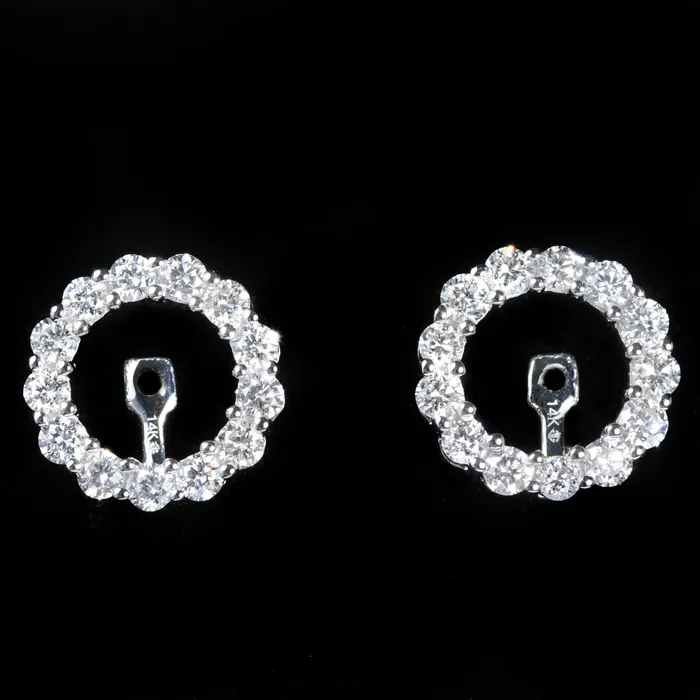 14K White Gold 075 CTW Diamond Earring Jackets BR Designs Earrings