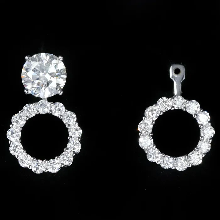 14K White Gold 075 CTW Diamond Earring Jackets BR Designs Earrings