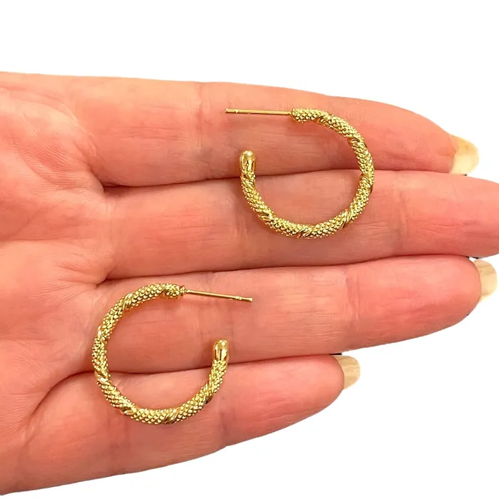 24Kt Gold Plated 24mm Earring Hoops Twisted Hoop Gold Earrings Peppy Beads Earrings 24Kt Gold Plated 24mm Earring Hoops Twisted Hoop Gold Earrings Peppy Beads Earrings