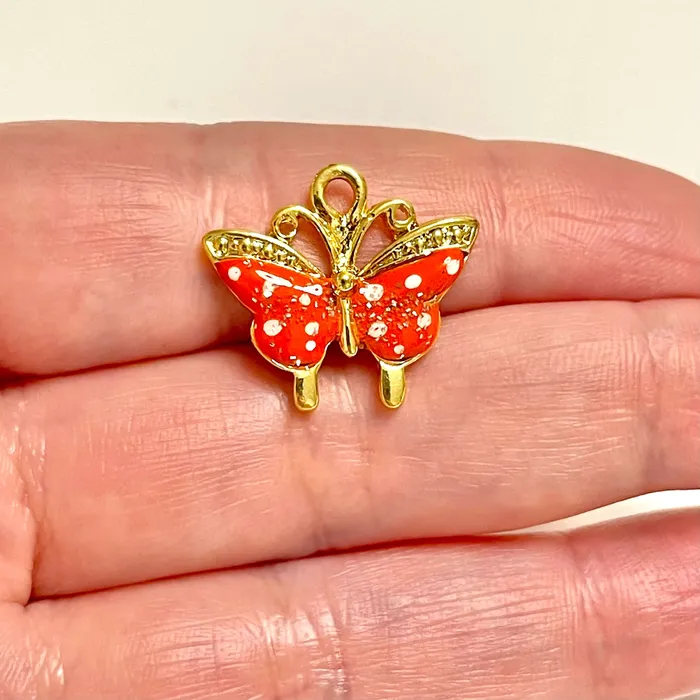 24Kt Gold Plated Enamelled Brass Butterfly Charm Peppy Beads Charm Necklaces