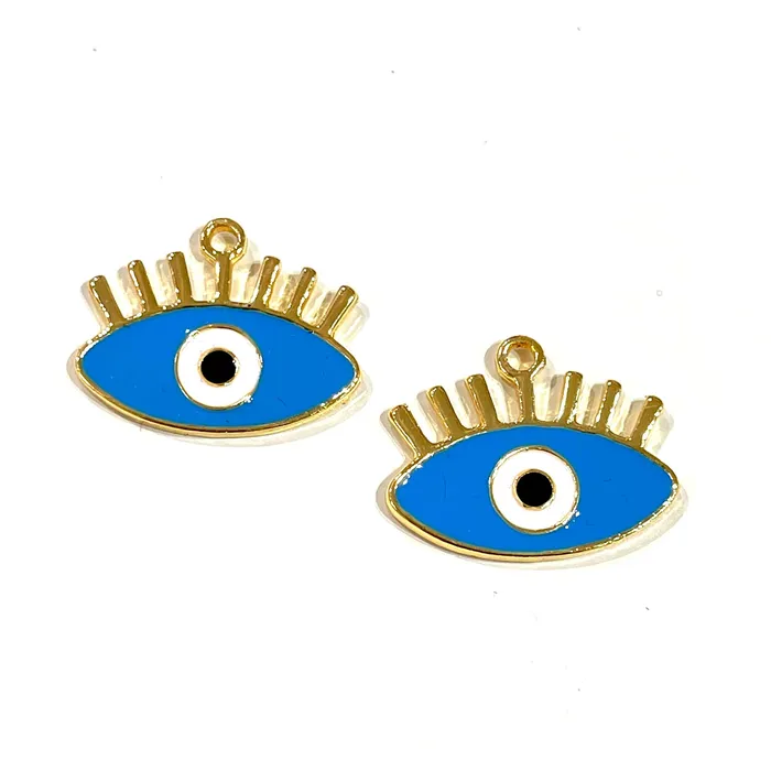 24Kt Gold Plated Enamelled Lucky Eye Charms 2 pcs in a pack Peppy Beads Earrings 24Kt Gold Plated Enamelled Lucky Eye Charms 2 pcs in a pack Peppy Beads Earrings