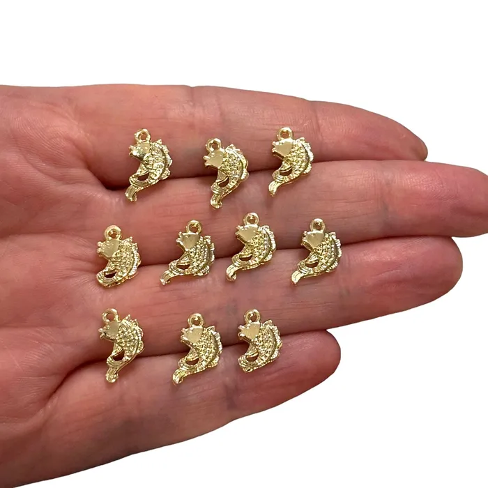 24Kt Gold Plated Fish Charms Gold Under the Sea Charms 10 pcs in a pack Peppy Beads Earrings 24Kt Gold Plated Fish Charms Gold Under the Sea Charms 10 pcs in a pack Peppy Beads Earrings