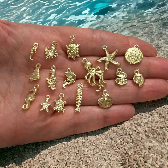 24Kt Gold Plated Fish Charms Gold Under the Sea Charms 10 pcs in a pack Peppy Beads Earrings