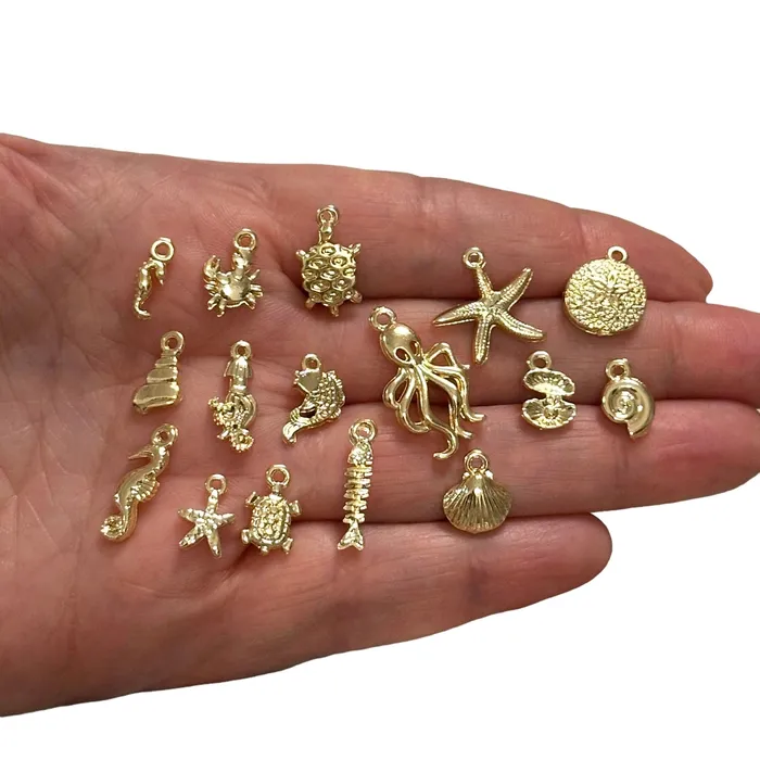 24Kt Gold Plated Fish Charms Gold Under the Sea Charms 10 pcs in a pack Peppy Beads Earrings
