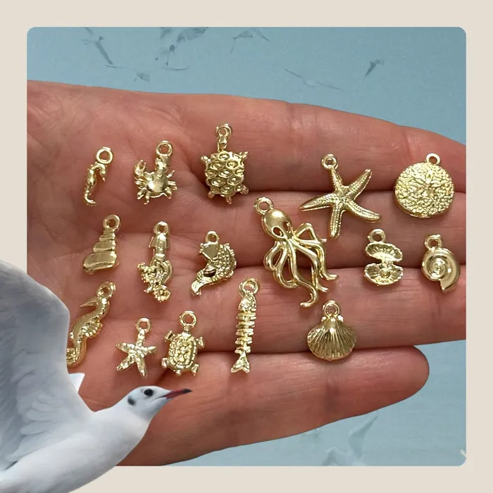 24Kt Gold Plated Fish Charms Gold Under the Sea Charms 10 pcs in a pack Peppy Beads Earrings