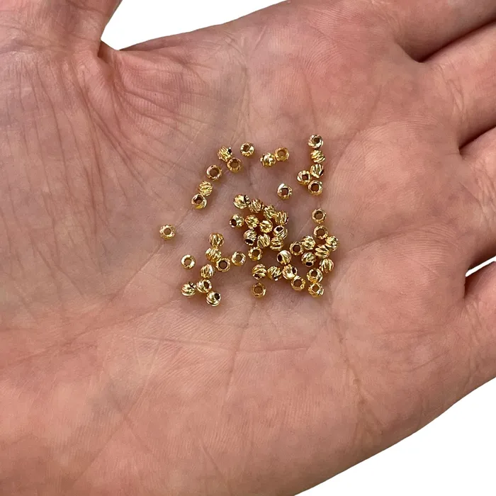 24Kt Gold Plated Laser Cut 2mm Spacer Beads 24Kt Gold Plated 2mm Dorica Spacer Beads 100 beads in a pack Peppy Beads Earrings