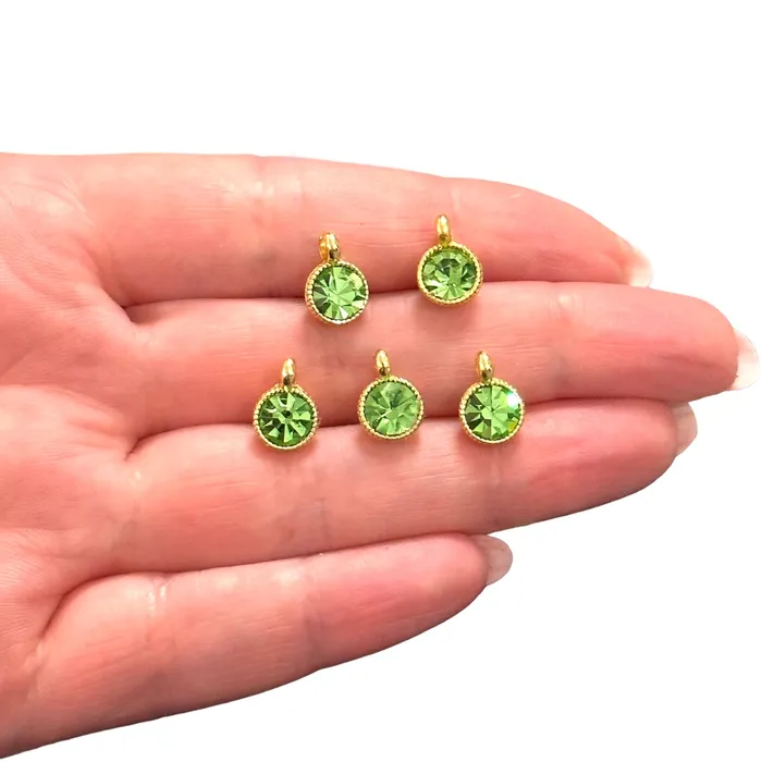 24Kt Gold Plated Peridot Swarovski Charms 5 pcs in a pack Peppy Beads Earrings 24Kt Gold Plated Peridot Swarovski Charms 5 pcs in a pack Peppy Beads Earrings