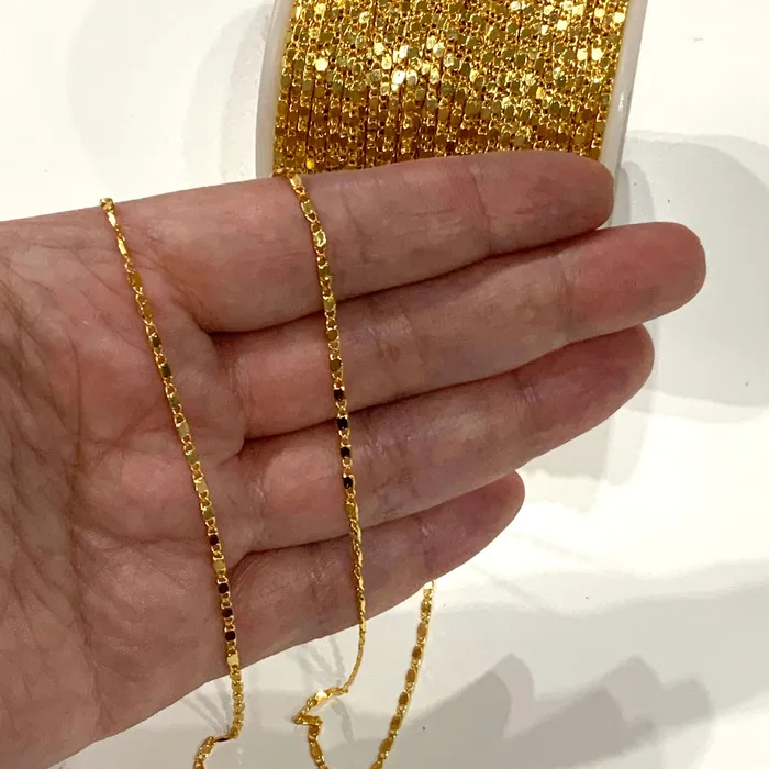 24Kt Gold Plated Soldered Chain Gold Plated Chain Peppy Beads Necklaces