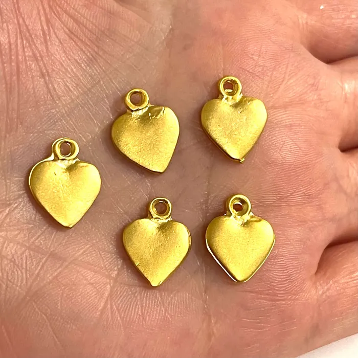 24Kt Matte Gold Plated 15mm Heart Charms 5 pcs in a pack Peppy Beads Earrings 24Kt Matte Gold Plated 15mm Heart Charms 5 pcs in a pack Peppy Beads Earrings