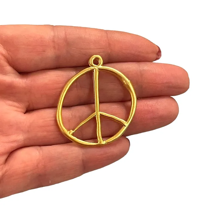24Kt Matte Gold Plated Peace Charm Peppy Beads Charm Necklaces