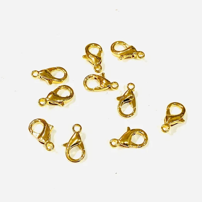 24Kt Shiny Gold Plated Lobster Clasps 10mm x 6mm 501 Brass Lobster Claw Clasp Peppy Beads PreStyled Sets