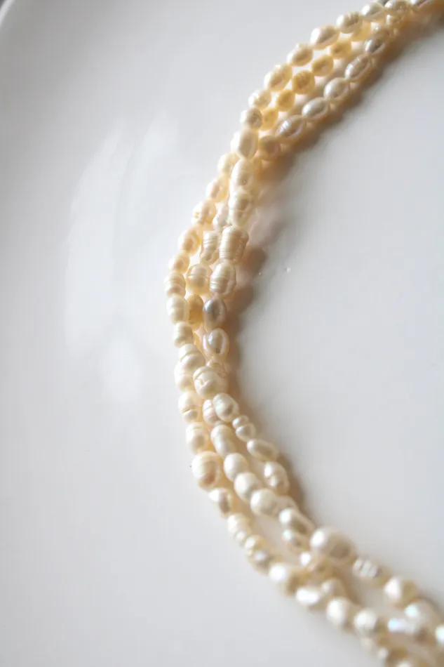 3 Strand Twist Genuine Baroque Pearl Neclace Jubilee Thrift Rings