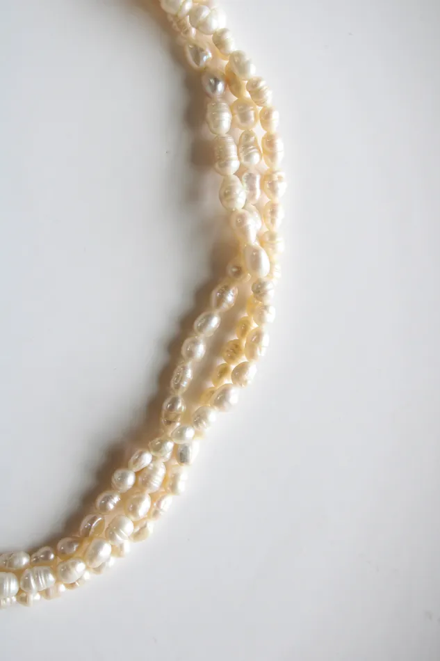 3 Strand Twist Genuine Baroque Pearl Neclace Jubilee Thrift Rings
