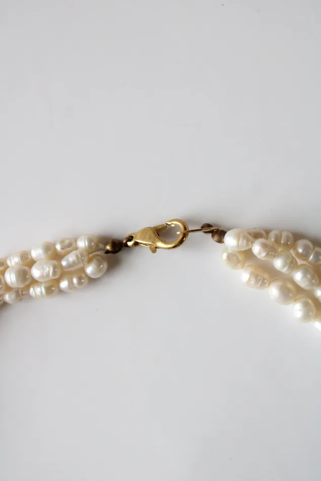 3 Strand Twist Genuine Baroque Pearl Neclace Jubilee Thrift Rings