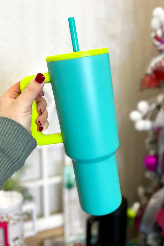 40oz Trek Tumbler TealLime Green Simple Modern Earrings