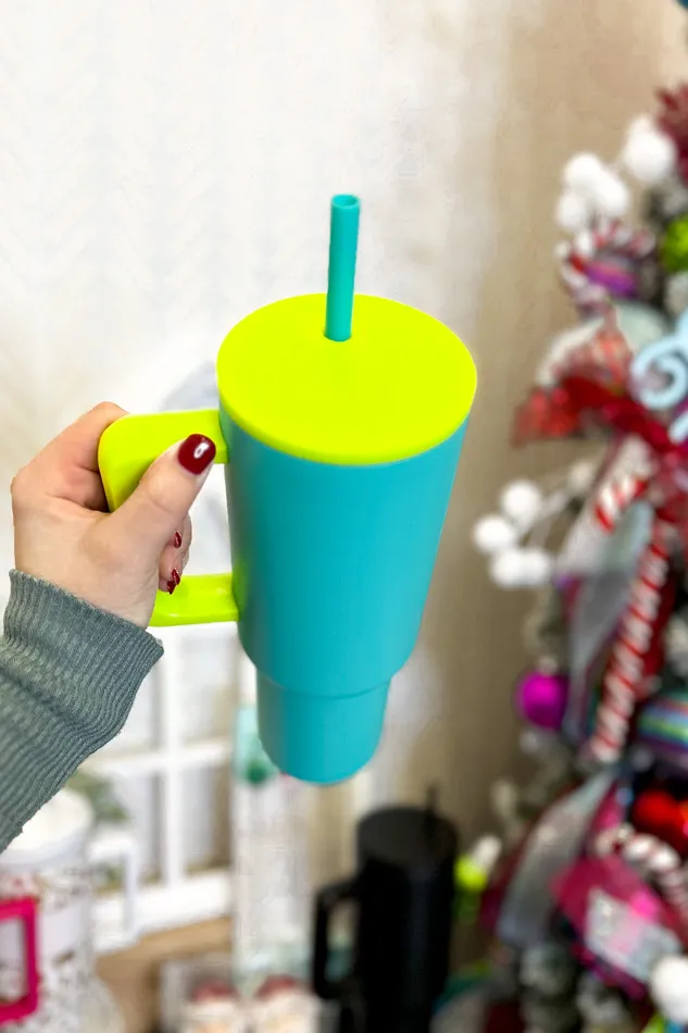 40oz Trek Tumbler TealLime Green Simple Modern Earrings