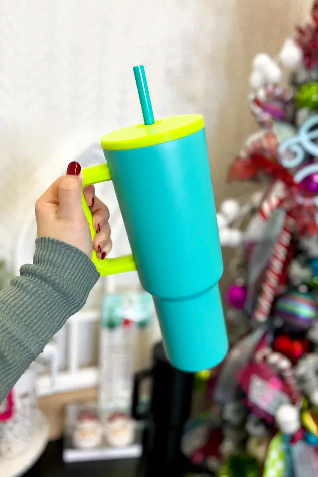 40oz Trek Tumbler TealLime Green Simple Modern Earrings