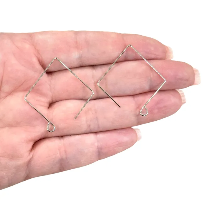 6 Pcs Rhodium Plated Square Earring Hoops 34mm Earring Blanks Peppy Beads Earrings 6 Pcs Rhodium Plated Square Earring Hoops 34mm Earring Blanks Peppy Beads Earrings