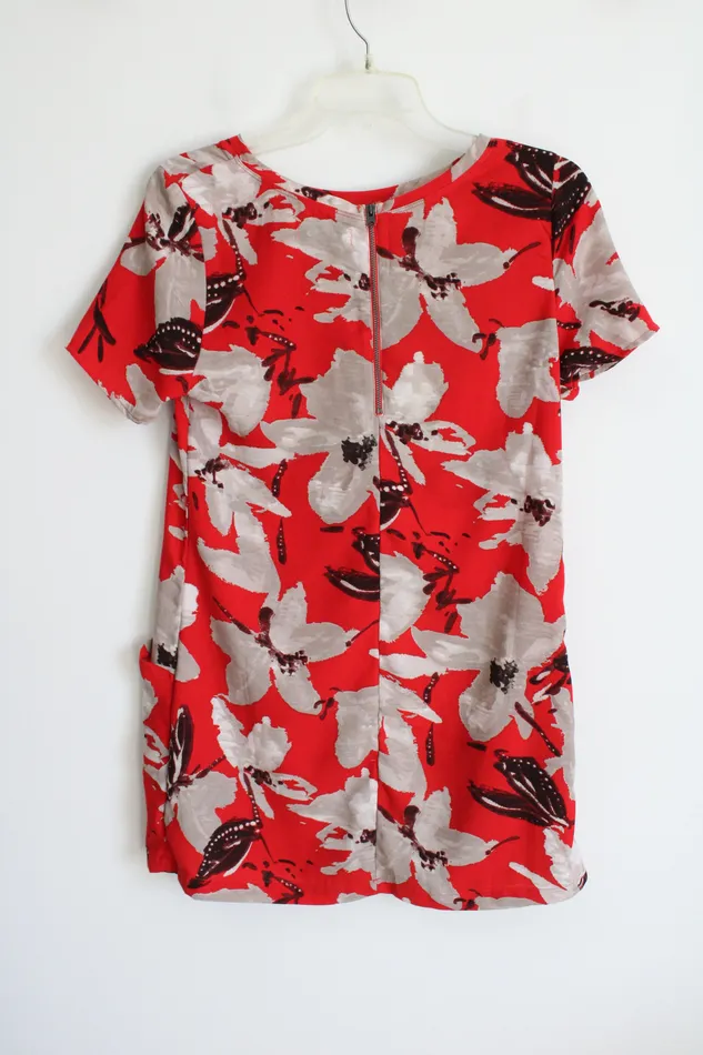 Abercrombie Fitch Rings Abercrombie Fitch Red Tan Floral Mini Pocket Dress S