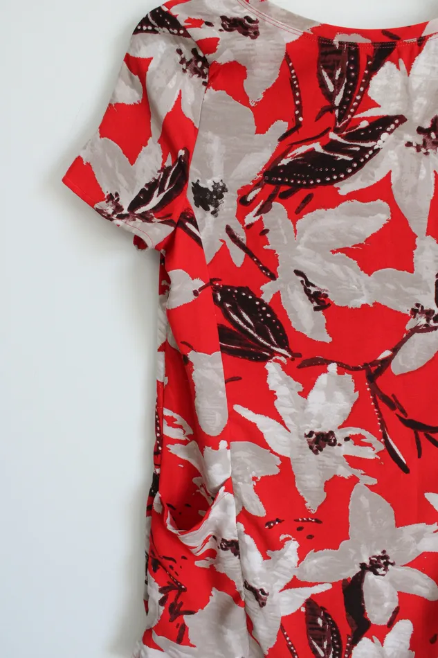 Abercrombie Fitch Rings Abercrombie Fitch Red Tan Floral Mini Pocket Dress S