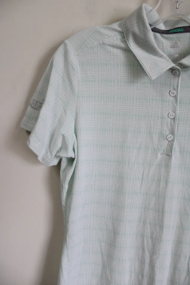 Adidas Golf Green Patterned Polo Shirt S Adidas Earrings