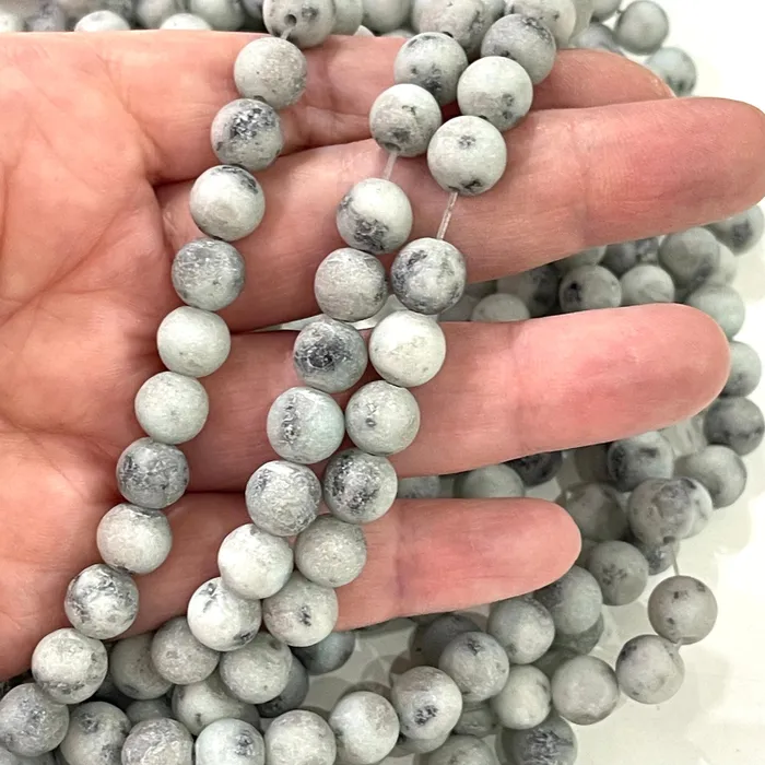 Agate Gemstone Beads Aquamarine Agate Frosted Smooth Round 8mm beads 47 beads per strand Peppy Beads Rings