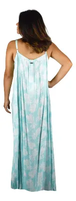 AKAMAIDISTR Earrings Long Pineapple Print Bali Dress Aqua