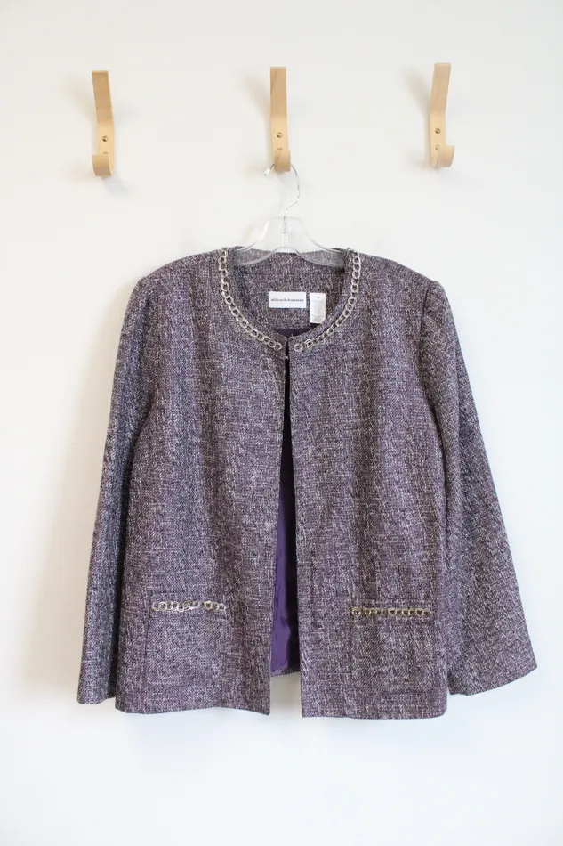 Alfred Dunner Necklaces Alfred Dunner Purple Silver Chain Lined Jacket 16