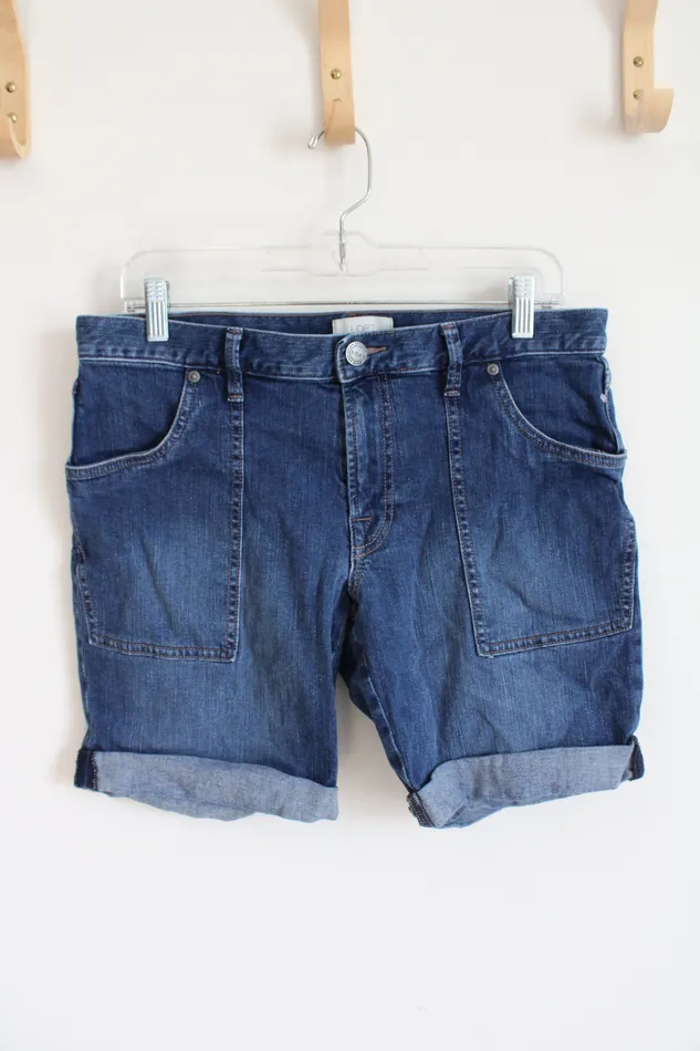 Ann Taylor LOFT Earrings LOFT Dark Wash Cuffed Denim Shorts 6