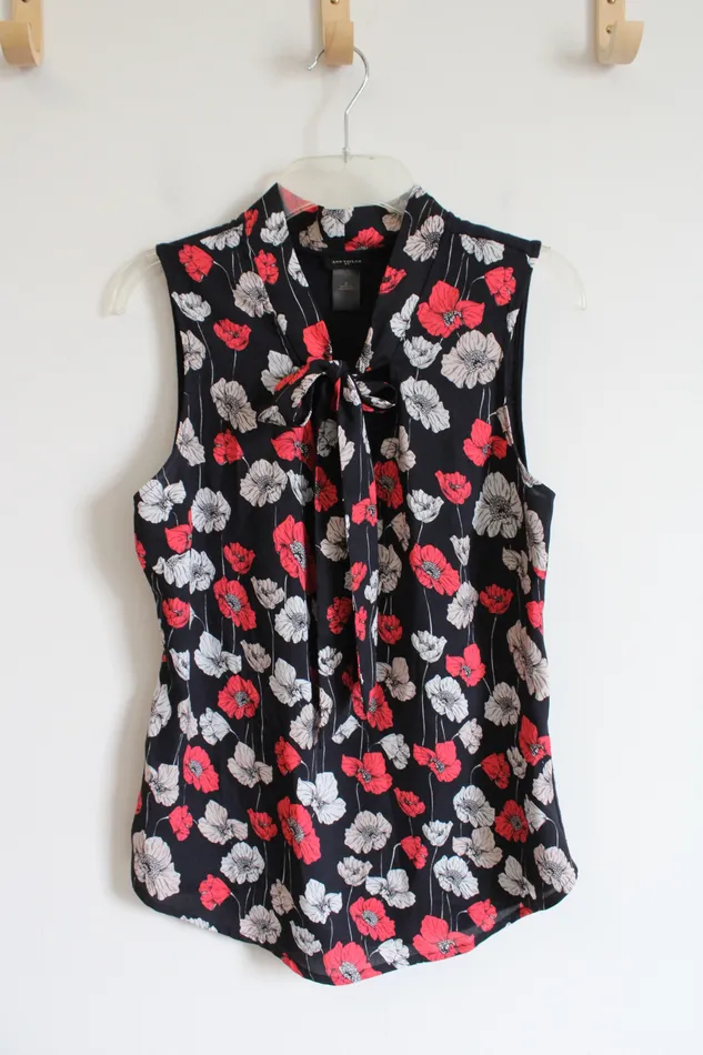 Ann Taylor Pink White Floral Navy Tied Neck Sleeveless Top S Ann Taylor LOFT Rings Ann Taylor Pink White Floral Navy Tied Neck Sleeveless Top S Ann Taylor LOFT Rings