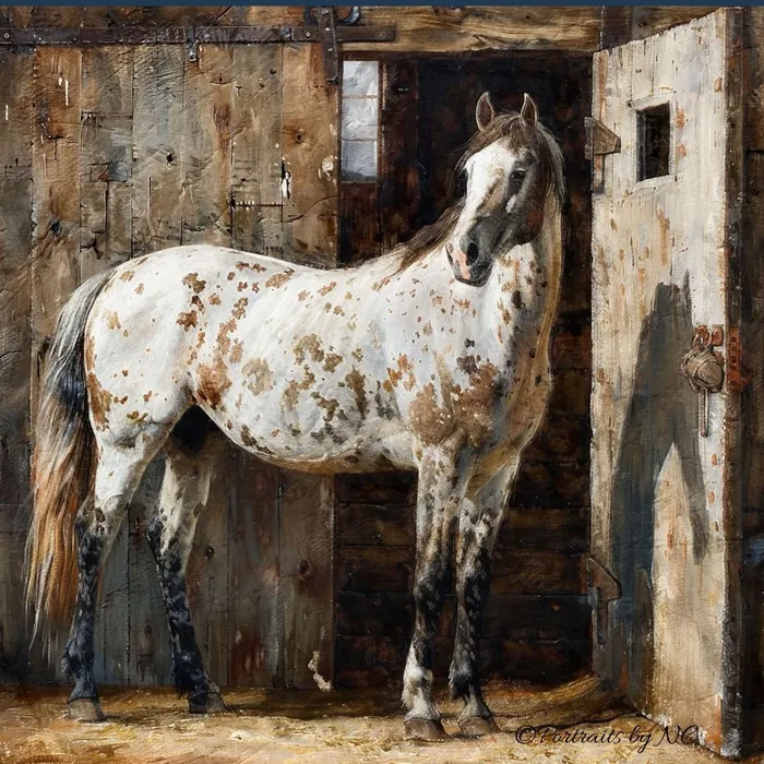 Appaloosa in Stable Painting Portraits by NC Earrings
