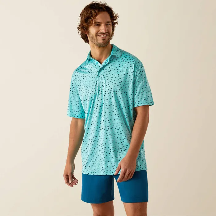 ARIAT MENS CHARGER 20 PRINTED SHORT SLEEVE POLO AQUA ARIAT MENS CLOTHING Earrings ARIAT MENS CHARGER 20 PRINTED SHORT SLEEVE POLO AQUA ARIAT MENS CLOTHING Earrings