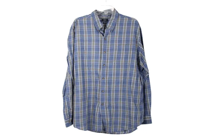 Arrow Blue Plaid Button Down XL 1717 12 Arrow Rings