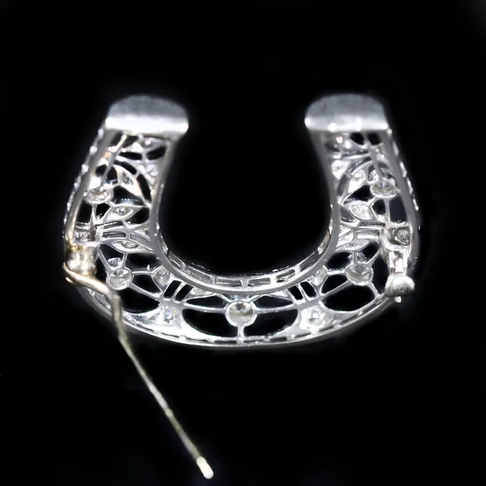 Art Deco Diamond Filigree Horseshoe Brooch Jack Pritchard Earrings