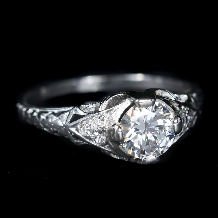 Art Deco Restoration GIA 062 Carat Round Brilliant Cut Diamond Engagement Ring Jack Weir and Sons Inc Rings Art Deco Restoration GIA 062 Carat Round Brilliant Cut Diamond Engagement Ring Jack Weir and Sons Inc Rings