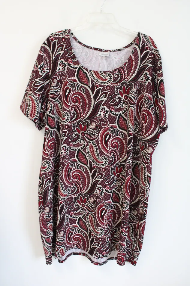 Avenue Black Tan Maroon Patterned Textured Dress 2628 Avenue Rings