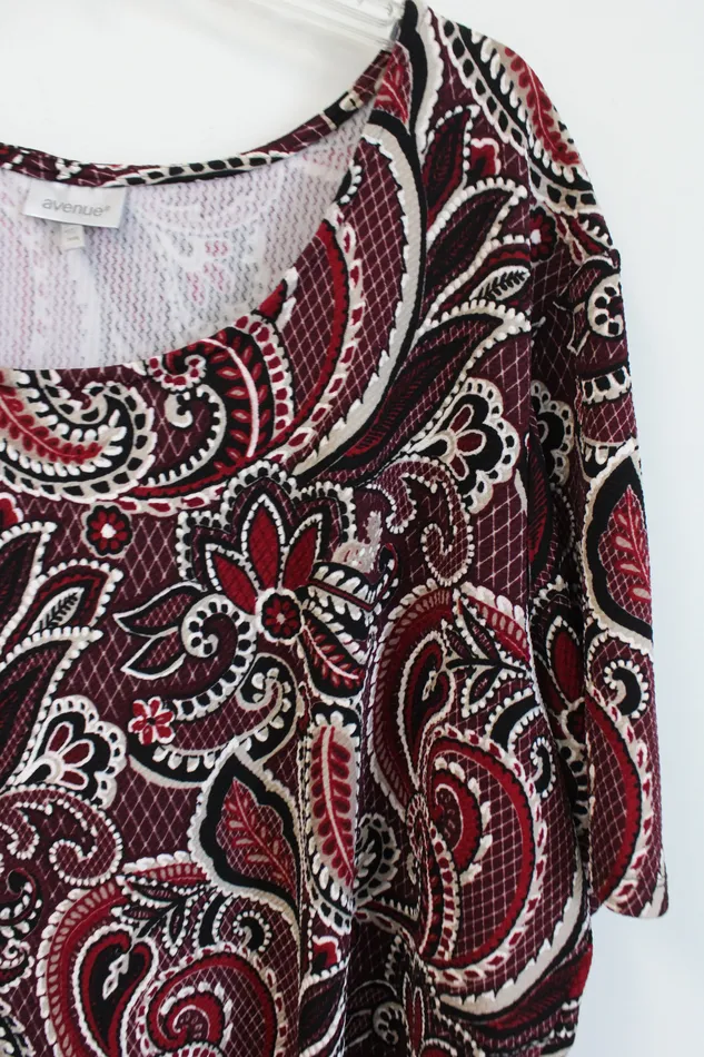 Avenue Black Tan Maroon Patterned Textured Dress 2628 Avenue Rings