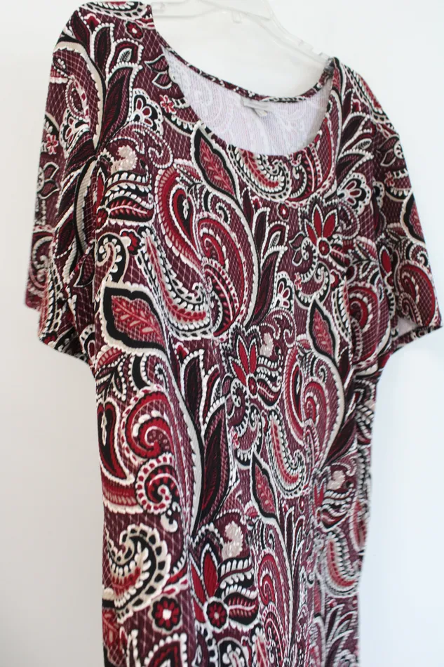 Avenue Black Tan Maroon Patterned Textured Dress 2628 Avenue Rings