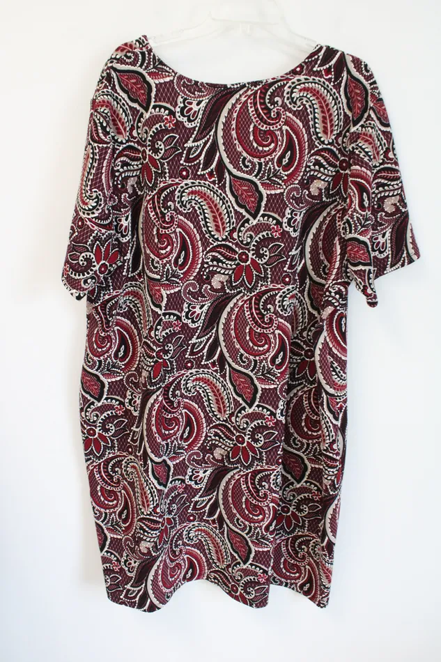 Avenue Black Tan Maroon Patterned Textured Dress 2628 Avenue Rings