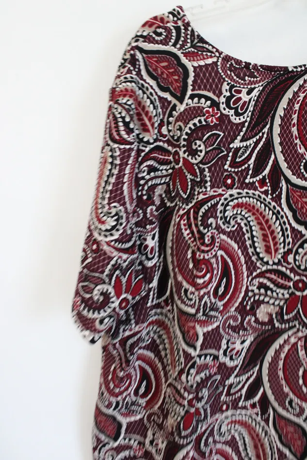Avenue Black Tan Maroon Patterned Textured Dress 2628 Avenue Rings