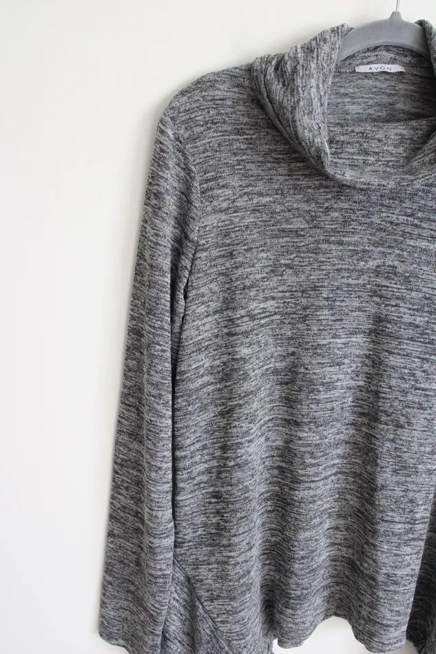 Avon Gray Heathered Knit Cowl Neck Sweater S 46 Avon Earrings