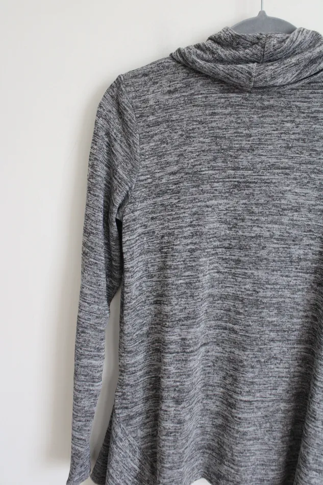 Avon Gray Heathered Knit Cowl Neck Sweater S 46 Avon Earrings