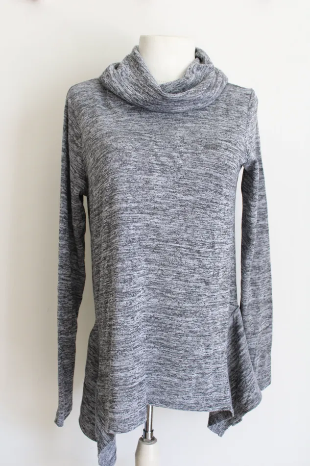 Avon Gray Heathered Knit Cowl Neck Sweater S 46 Avon Earrings