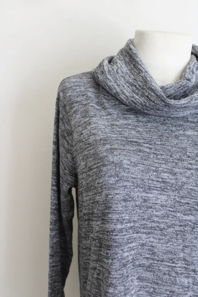 Avon Gray Heathered Knit Cowl Neck Sweater S 46 Avon Earrings
