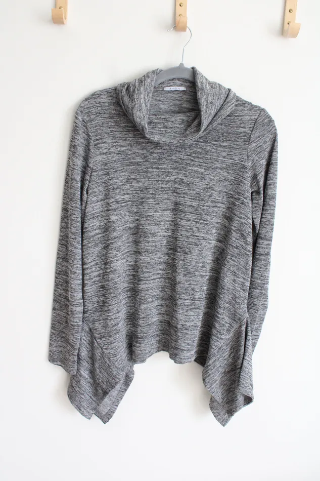 Avon Gray Heathered Knit Cowl Neck Sweater S 46 Avon Earrings