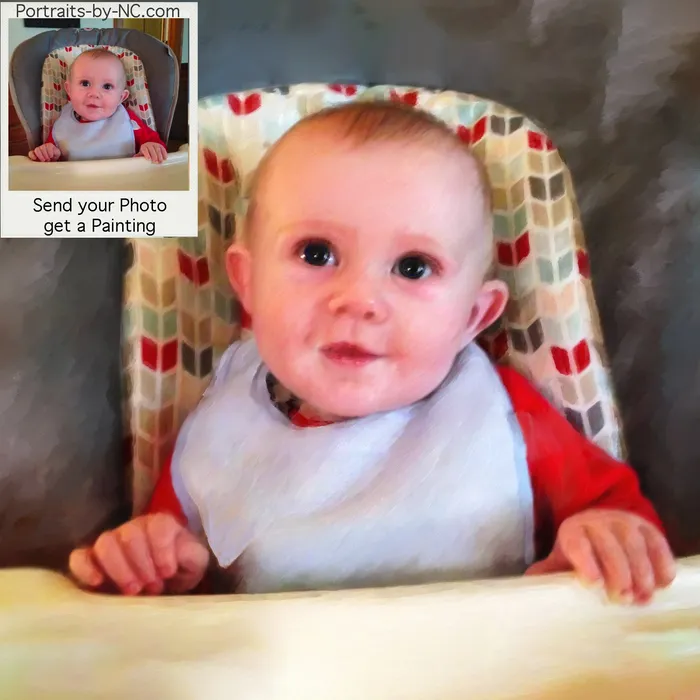 Baby in Highchair Child Portrait Portraits by NC Necklaces