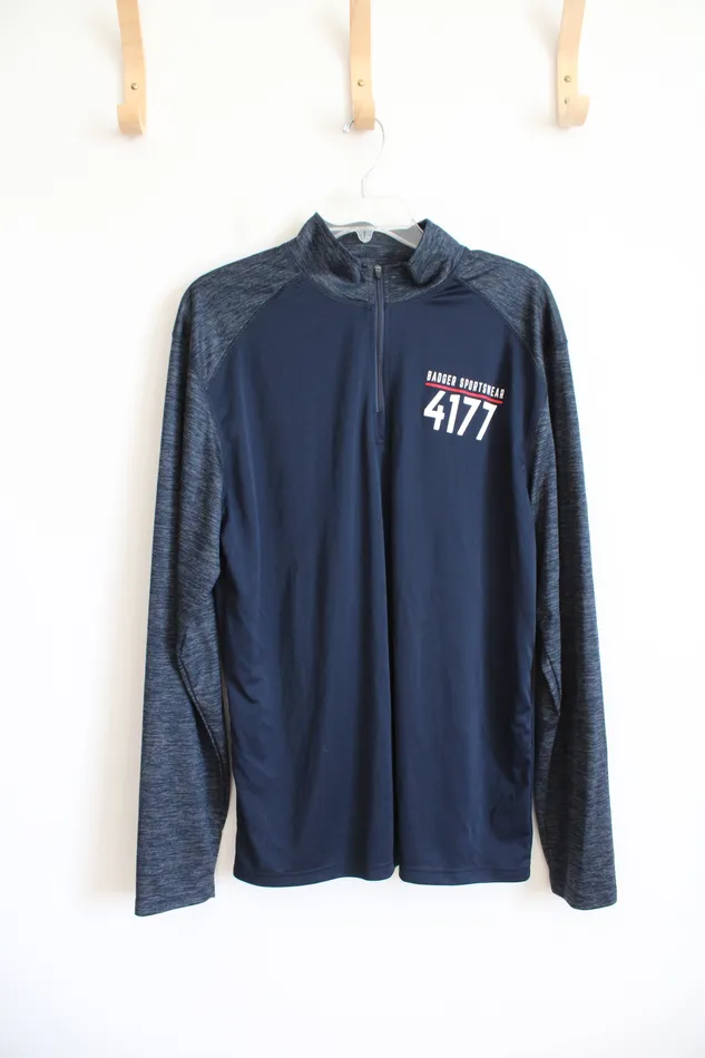Badger Sport Navy 4177 Quarter Zip Lightweight Sweatshirt L Badger Earrings
