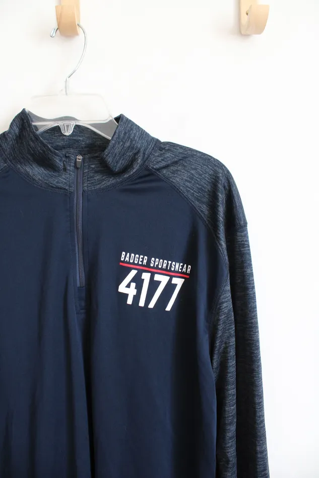 Badger Sport Navy 4177 Quarter Zip Lightweight Sweatshirt L Badger Earrings