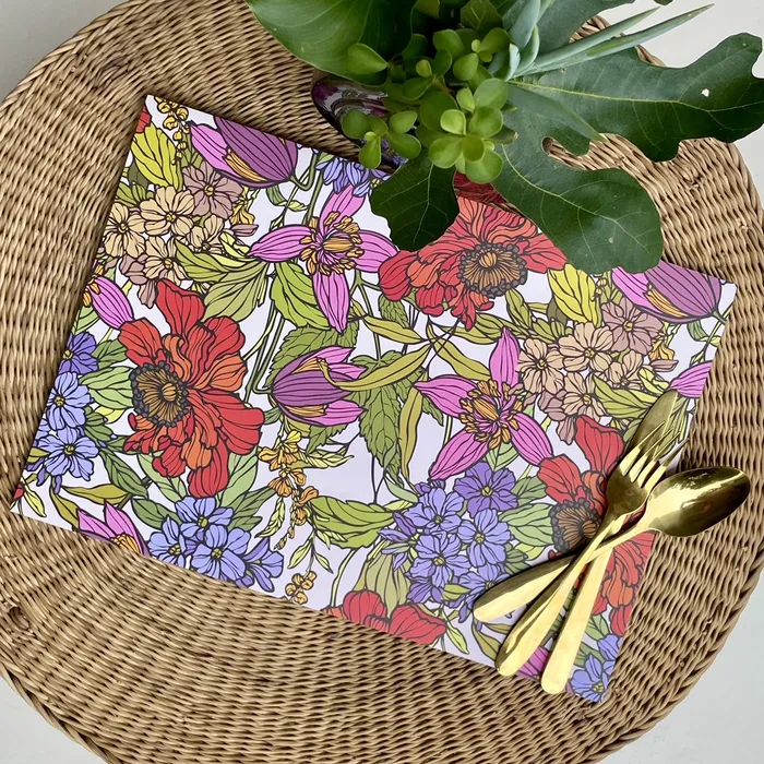 BALI TRADING Necklaces Poppy and Hydrangea Paper Placemats