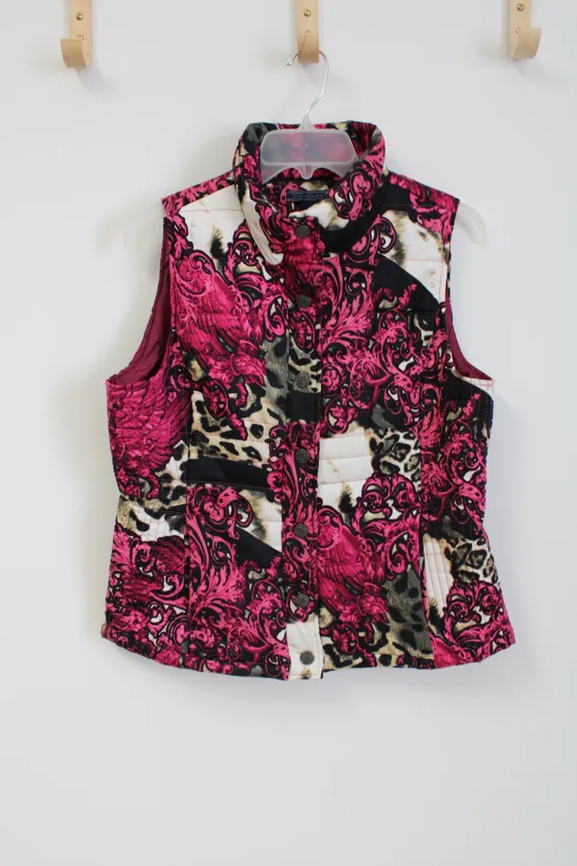Bandolino Earrings Bandolino Pink Patterned Puffer Vest S